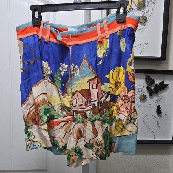 Antonio Melani Colorful Patterned Linen Shorts - Picture 2 of 4